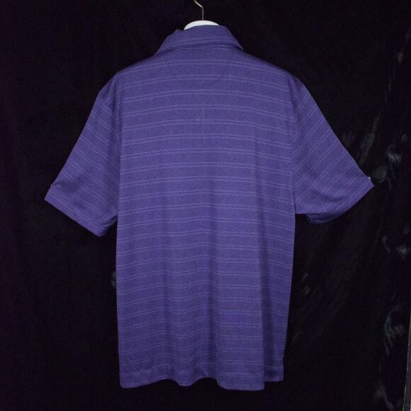 LSU Purple Striped Polo 2017 College World Series Baseball Cutter & Buck Sz L - Picture 4 of 8